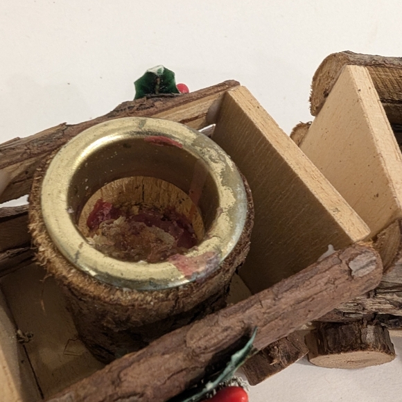 Vintage 1990s Christmas Around the World Natural Bark Train Display Candle Set - Picture 9 of 14